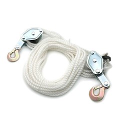 4000 Lbs/2 Ton 65FT Poly Rope Hoist Pulley Wheel Block, Tackle 7:1 Lifting Ratio