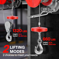 Electric Hoist, 110V 1320 Lbs Winch with Remote Control, Zinc-Plated Steel Wire