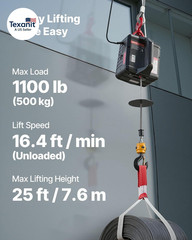 2-In-1 Electric Hoist Winch, 1100 Lbs Capacity, 1500W Portable Power Winch Crane