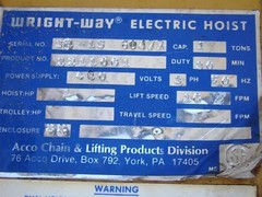 Acco Wright-Way Electric Hoist 2211061