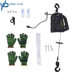 2-in-1 Portable Electric Hoist Power Winch 1100lbs Wireless Remote Control 1500W