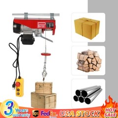 Electric Hoist 220lbs Winch Lifting Engine Crane W/ Wired Remote Control