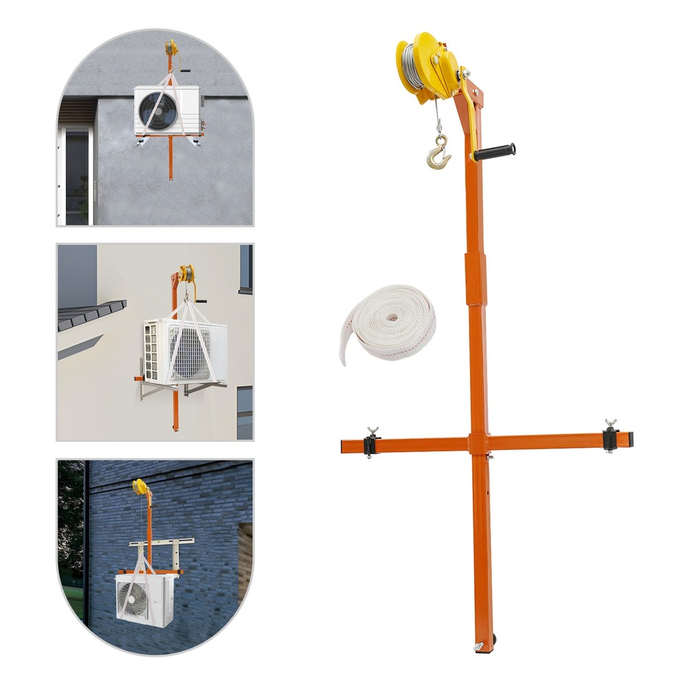 Air Conditioner Lifting Crane Bracket A/C Lifting Tool W/1200lbs Hand Winch