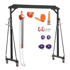 Uimoso Adjustable Gantry Crane 2200 lbs Capacity, 95.7″-142.9″ w/Manual Trolley
