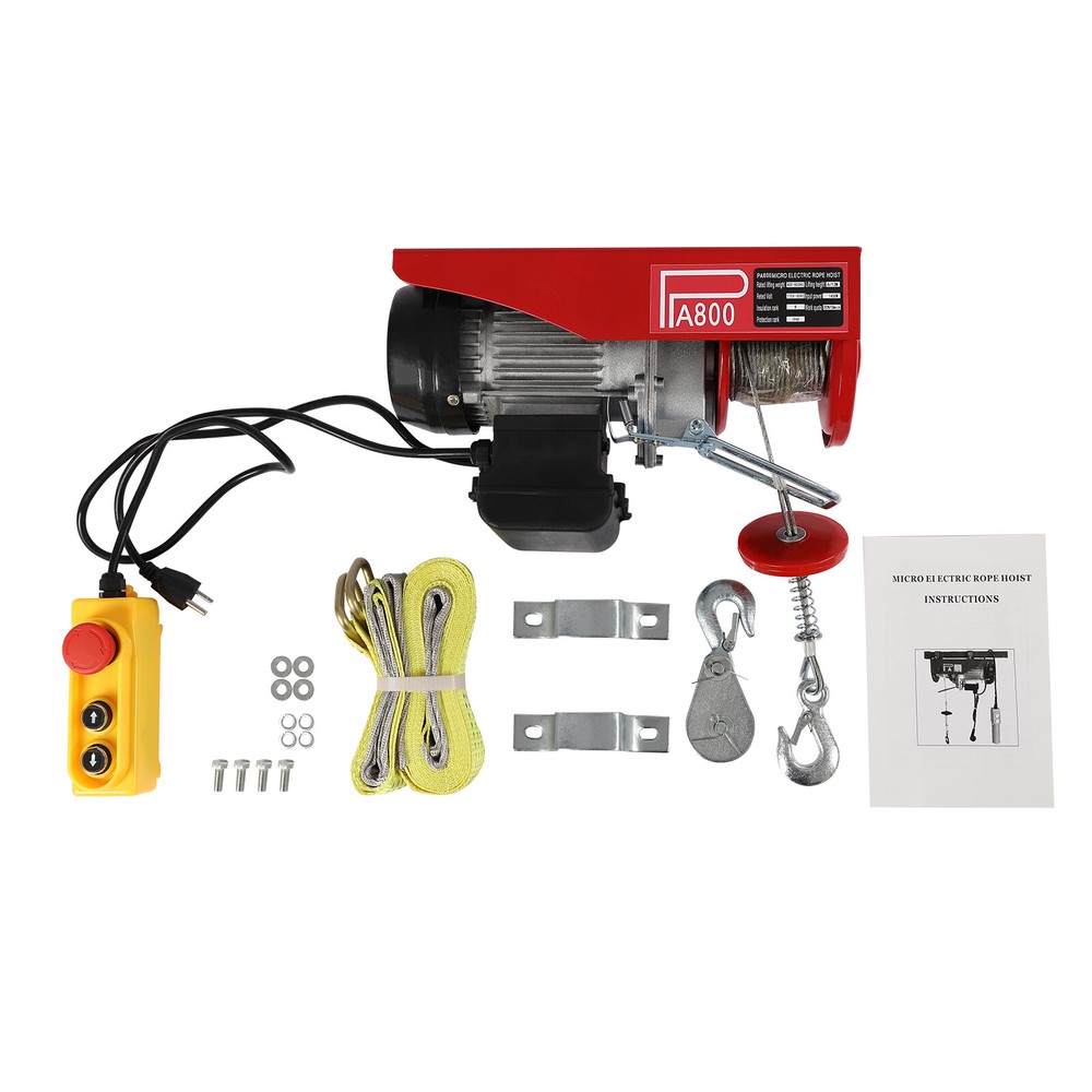 PA800 Electric Hoist 1763lbs Crane Winch Wired Remote Control 110V