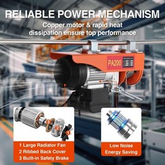 440 Lbs Electric Hoist 480W 110V Portable Electric Steel Wire Winch 13ft Lift