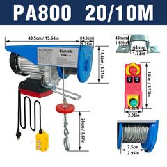 2-in-1 Electric Hoist 1760Lbs 110V with Wireless and Wired Remote Control