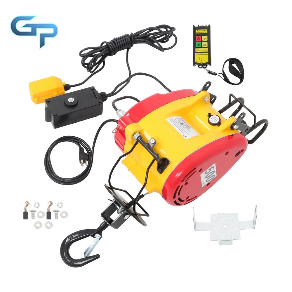 1100 LBS Winch Wire and Wireless Remote Control 2in1 Portable Electric Hoist
