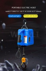 500KG Load Portable Electric Winch Traction Hoist Manual/Remote Control/Wire