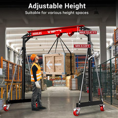 1.5 Ton Portable Gantry Crane, Adjustable Height & Width, Steel Construction