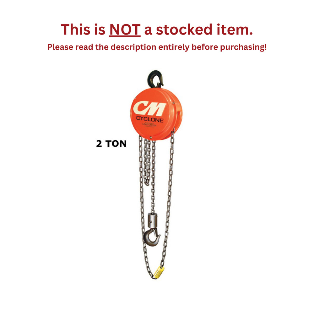 CMCO CYCLONE SERIES 646 MANUAL HAND CHAIN HOIST – 2 TON CAPACITY – 10 FT LIFT