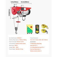 VEVOR Electric Hoist 110V Electric Winch 1320lbs with Wireless Remote Control