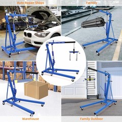2 Ton Engine Hoist with Lever Folding Hydraulic Cherry Picker Shop Crane 4400Lbs