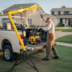 Truck Hitch Mount Hydraulic Truck Crane 360° Swivel 3 Boom 1000 Lbs Capacity