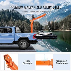 2200 Lbs Electric Pickup Truck Crane with 6000 Lbs Winch for Heavy Lifting