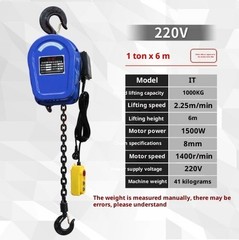 Chain Hoist Electric Hoist 1 T 2 T Crane Remote Control 220V Small Crane Hoist