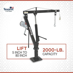 Hydraulic Pickup Truck Crane with Hand Winch – 2000-Lb. Capacity