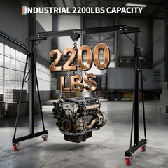 Portable Gantry 1 Ton 2200 LBS, Adjustable Steel Lift Crane with Locking Crane