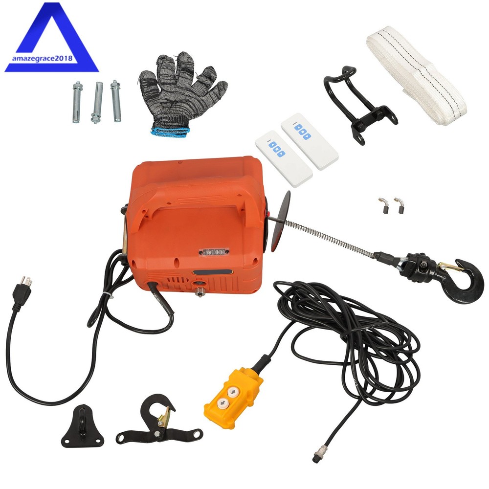 3-in-1 Electric Hoist Winch 1100LB 27ft Wired + 330ft Wireless Remote Control