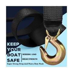 Boat Trailer Winch Strap with Safety Hook & Protective Work Gloves, 2″ x 20ft…