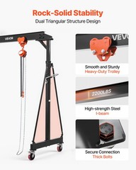 VEVOR Adjustable Gantry Crane 4400 lbs 99.6″-146.9″ with Manual Trolley Hoist