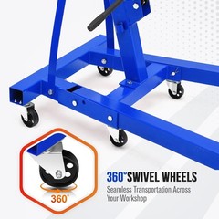 2 Ton Folding Hydraulic Engine Hoist, 4400LB Cherry Picker Shop Crane,6 Casters