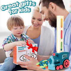 200 PCS Domino Train Toys Set, Automatic Dominos Building and Stacking Creative