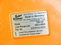PACKERS KROMER 7261-03 Load Range 440 – 495 lbs Zero Gravity Tool Balancer
