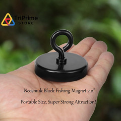 Neosmuk Black Fishing Magnet, 2 inches 350lb Strong Magnets 2.0 inches,