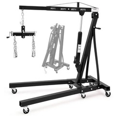 Engine Hoist with Lever, 2 Ton Folding Cherry Picker Shop Crane with 6 Casters