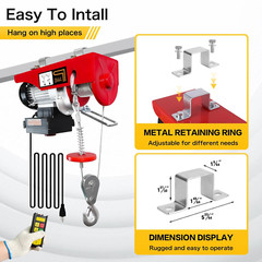 262Ft Wireless Remote Control,Electric Winch Single/Double Slings with Emergenc