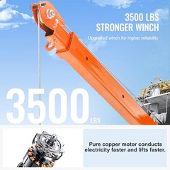 1100 Lbs Electric Pickup Truck Crane with 3500 Lbs Winch for Heavy Lifting