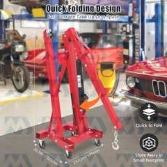 2 Ton Engine Hoist Mobile Hydraulic Engine Crane with 6 Wheels Folding Cherry
