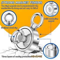 Grtard 700 LBS Magnet Fishing Kit, Double Sided Neodymium 60mm-700lbs, Blue