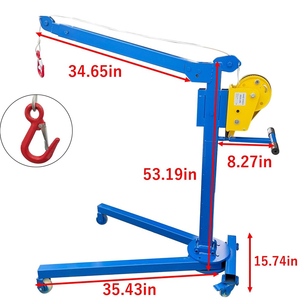 Small Portable Folding Elevator Manual Lifting Machine Hand Crane Hoist 1100LBS