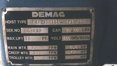 Overhead Bridge & Demag Powerlift 10,000 lb Electric Hoist EKP210H11