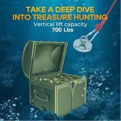 VNDUEEY Magnet Fishing Kit with Rope, Magnets 700 2.95″ 700LBS, Red