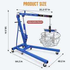 2 Ton Engine Hoist with Lever Folding Hydraulic Cherry Picker Shop Crane 4400Lbs