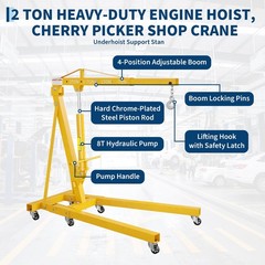 2 Ton Folding Engine Hoist Lift ,Hydraulic Shop Crane w/Underhoist Support Stand