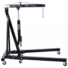 Black 2-Ton Folding Engine Hoist Cherry Picker Shop Crane Hoist Lift, Heavy-D…