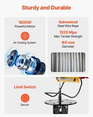 Uimoso Dual-Mode Electric Hoist Winch with 1100LBS Capacity and Remote Control