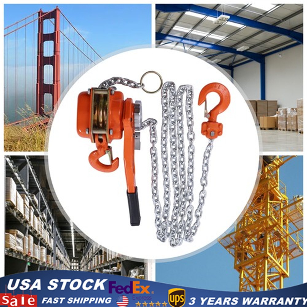 3/4 Ton Manual Chain Hoist Ratchet Type Come Along Puller 2 Hooks 10 FT Lift