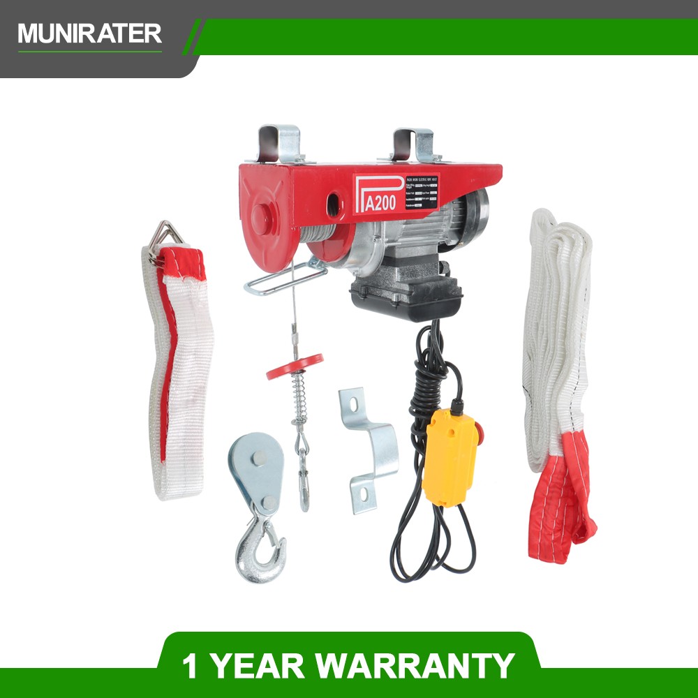 PA200 Electric Hoist 440lbs w/ 14ft Remote, Dual Hook System, 110V 510W Motor