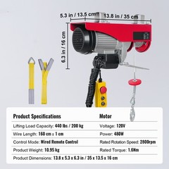 VEVOR Electric Hoist 440/880/1320/1760/2200 lbs Crane Winch Wired/Wireless