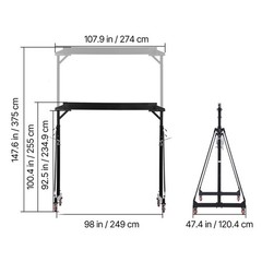 Uimoso Adjustable Gantry Crane 5000 lbs Portable 100.4″-147.6″ w/Manual Trolley