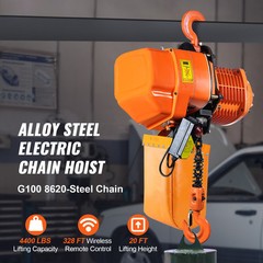 Electric Chain Hoist Three Phase Crane Hoist 4400 lb 2 ton Load 20 ft Lift