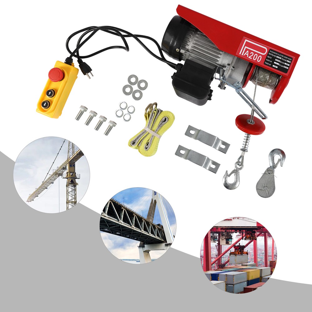 4400LBS Electric Hoist Winch Engine Crane with Remote Control 110V