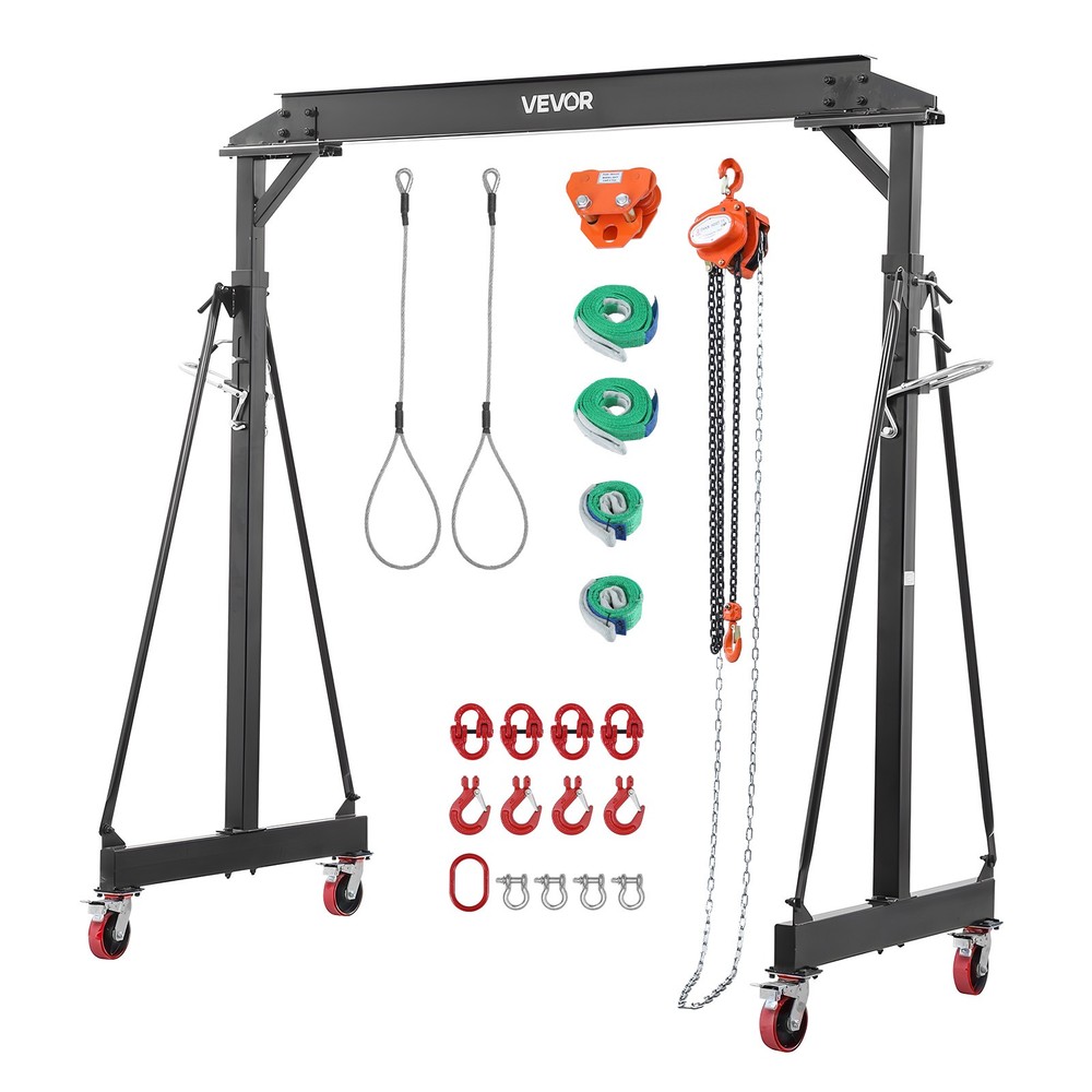 VEVOR Adjustable Gantry Crane 4400 lbs 99.6″-146.9″ with Manual Trolley Hoist