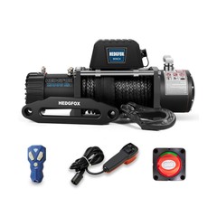 12V 13000lb Winch Synthetic Rope Electric Power Winch Waterproof IP66 with Wi…