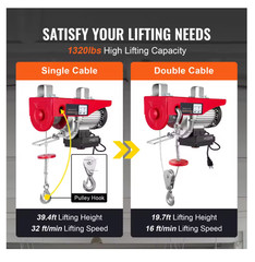 VEVOR 400-1000kg Electric Hoist Lifting Crane Cable Hoist Winch
